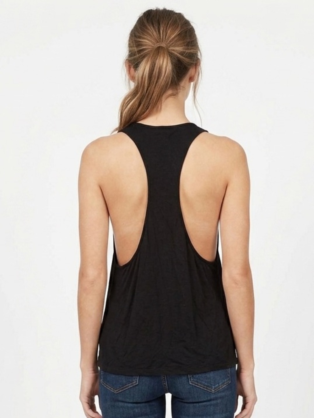 TOBI Black High Neck Muscle Racerback Tank Top Dropped Armhole Size Small - Picture 2 of 6